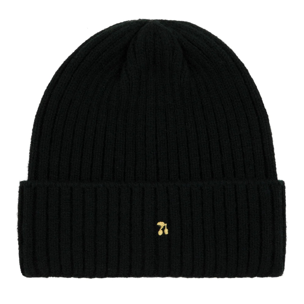 Le Enfant Gold Thread Embroidered Beanie - Black