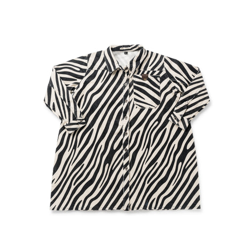 Birnham On The Sea Oversized Shirt Dress - Zebra Print
