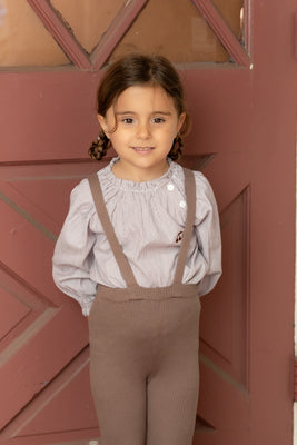 NouNelle Brown Girl Pinstripe Shirt And Suspender Set