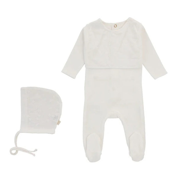 Cadeau Little Elegance Footie And Bonnet - White