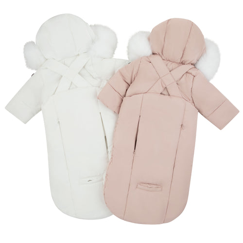 Pramie Snowsuit With Bows - Mauve