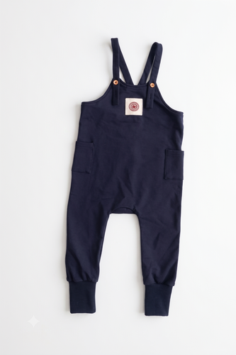 Birnham On The Sea Boy Apple Crest Overalls - Aviator Blue