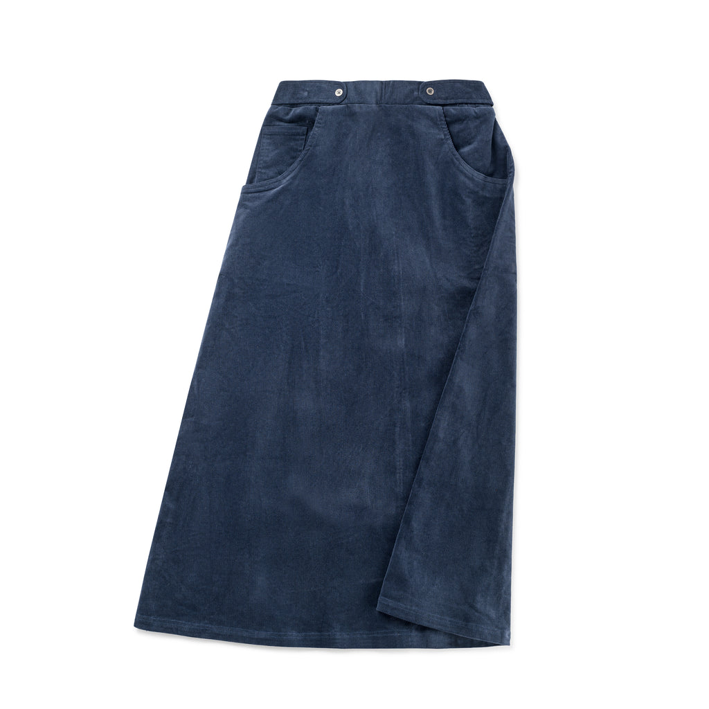 Birnham On The Sea Teen Midi Tab Skirt - Navy Corduroy