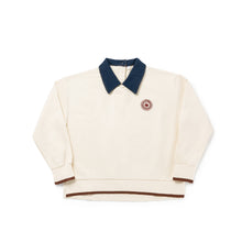 Load image into Gallery viewer, Birnham On The Sea Boy Denim Collar Sweatshirt - Ecru
