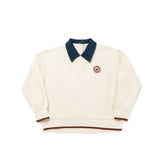 Birnham On The Sea Boy Denim Collar Sweatshirt - Ecru