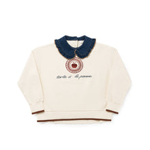 Load image into Gallery viewer, Birnham On The Sea Girl Denim Collar Sweatshirt - Ecru