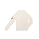 Birnham On The Sea Girl Cable Knit Crew - Ecru