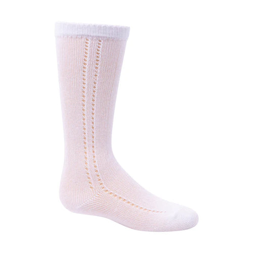 Zubii Side Crochet Knee Socks 1452 - Ivory
