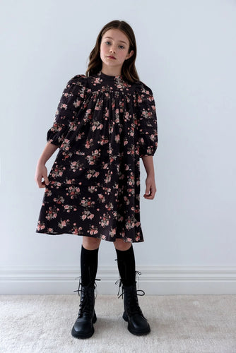 Petite Amalie Vintage Roses Cord Dress