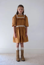 Load image into Gallery viewer, Petite Amalie Poplin Ribbon Lace Dress - Caramel/Ivory