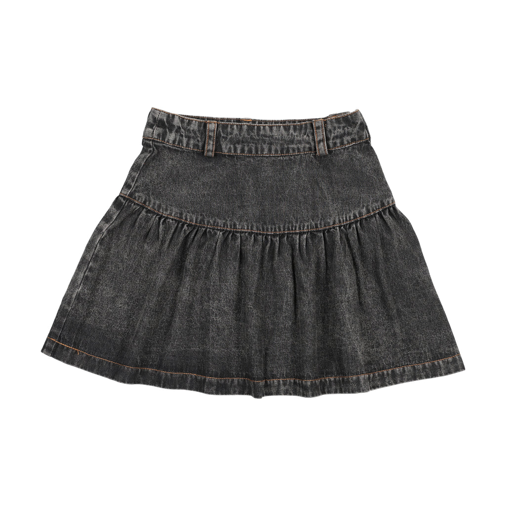 Farren & Me Denim Drop Yoke Flaired Skirt - Black