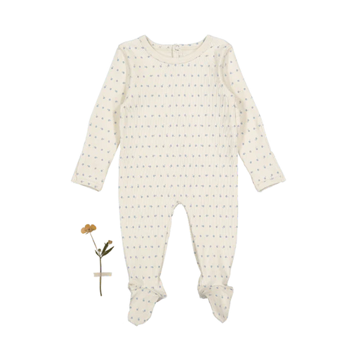 Lovely Littles Printed Footie - Mia Blue