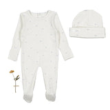 Lovely Littles Printed Footie And Hat - Blue Bow