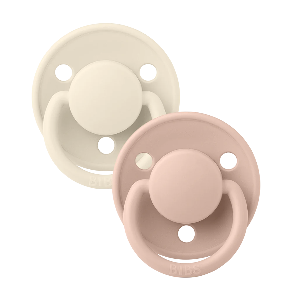 Bibs Pacifier De Lux Silicone 2 Pk Ivory/Blush One Size