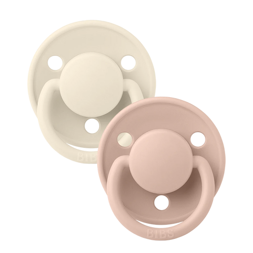 Bibs Pacifier De Lux Silicone 2 Pk Ivory/Blush One Size