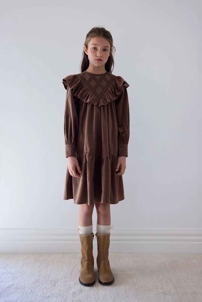Petite Amalie Chocolate Criss Cross Cord Dress