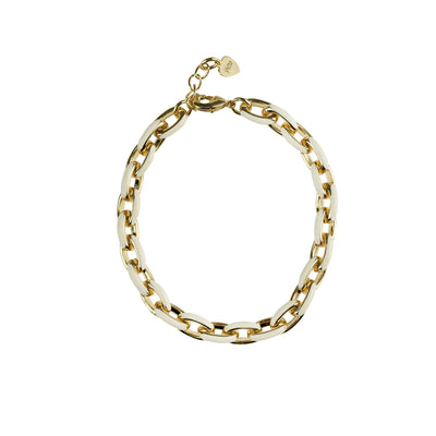 Enamel Offwhite and Gold Link Bracelet
