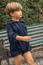 Load image into Gallery viewer, Mini Moda Heirloom Collar Romper - Navy