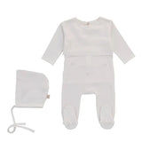 Cadeau Linen Luxury Footie And Bonnet - White