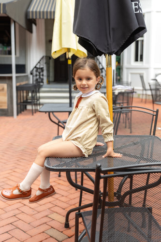 NouNelle Crushed Velour Tan Tie Romper