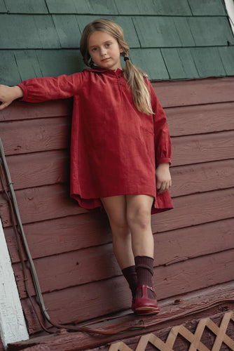 Mini Moda Heirloom Collar Dress - Vintage Red