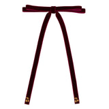 Le Enfant Gold Thread Velvet Cherry Bow - Burgundy