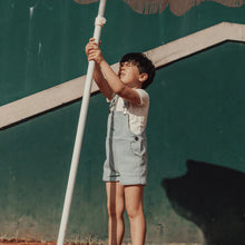 Load image into Gallery viewer, Lovely Littles Denim Short Overalls - Raspberry Blue