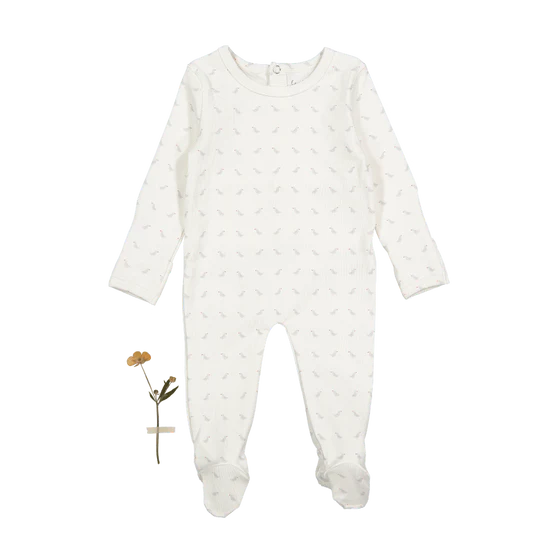 Lovely Littles Printed Footie And Bonnet - Soft Bird