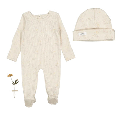 Lovely Littles Printed Footie And Hat - Joy Pink