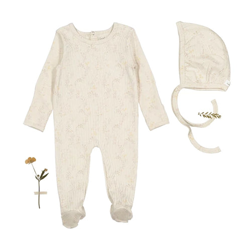 Lovely Littles Printed Footie And Bonnet - Joy Pink