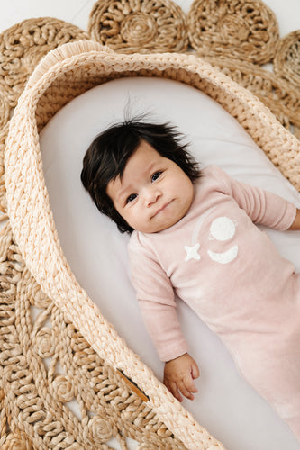 Ely's & Co Velour Celestial Footie & Bonnet -  Dusty Pink