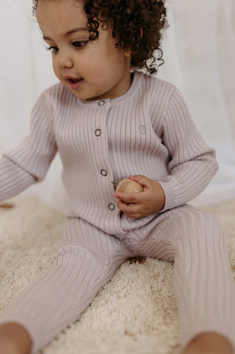 Crew Rib Knit 2PC & Hat Set - Pink