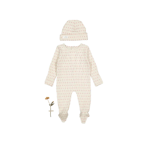 Lovely Littles Printed Footie And Hat - Mia Pink