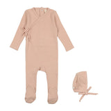 Lil Legs Pinpoint Wrapover Footie - Shell Pink