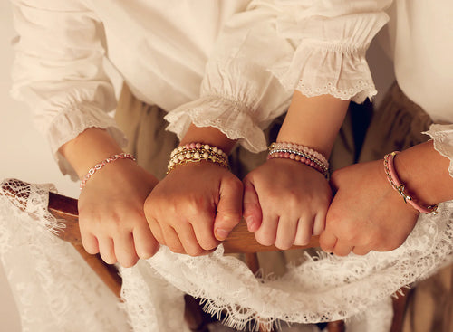 Picky Baby Enamel Pink and Gold Link Bracelet