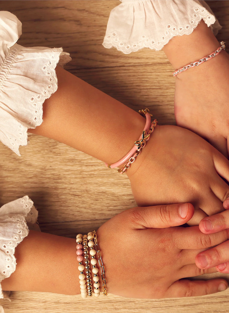 Picky Baby Enamel Pink and Gold Link Bracelet