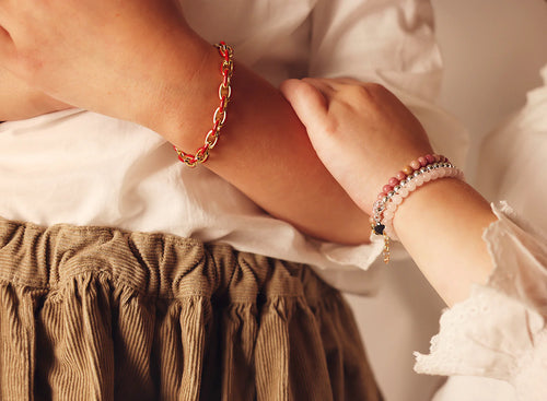 Picky Baby Enamel Red and Gold Link Bracelet