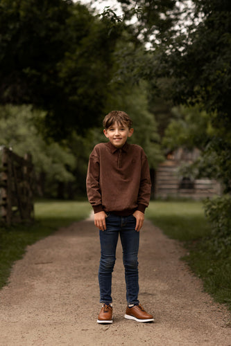 Birnham On The Sea Boy Sweatshirt Polo - Brown Wash