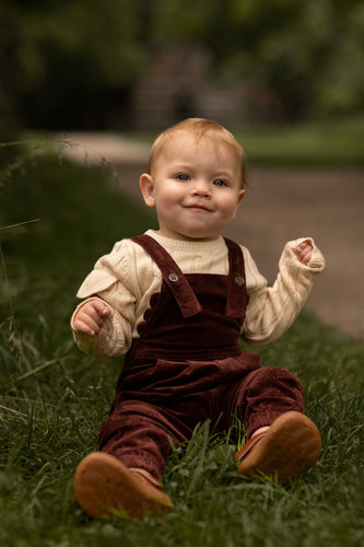 Birnham On The Sea Scalloped Girls Overall - Brick Corduroy