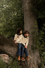 Load image into Gallery viewer, Birnham On The Sea Boy Denim Collar Sweatshirt - Ecru