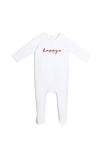 Oubon Embroidered Footie - White