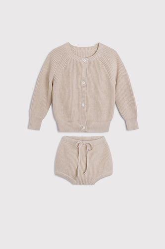 Oubon Knit Cardigan & Bloomer - Oat