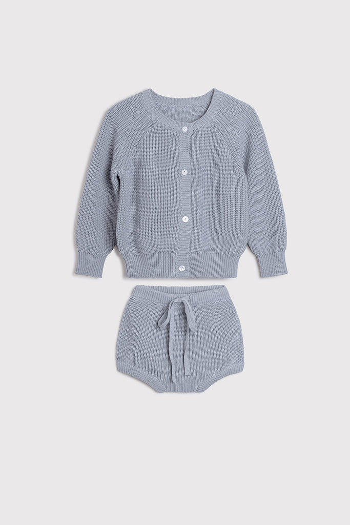 Oubon Knit Cardigan & Bloomer - Sky