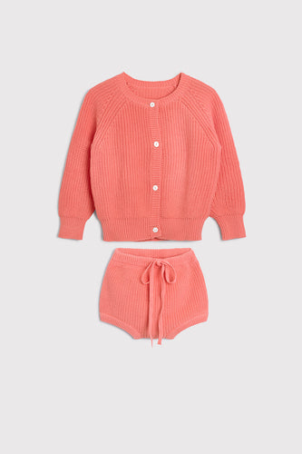 Oubon Knit Cardigan & Bloomer - Rose
