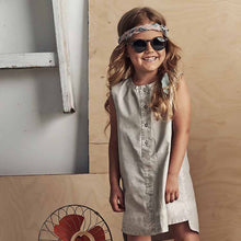 Load image into Gallery viewer, Booso Washed Out Light Grey/White Sleeveless Dress