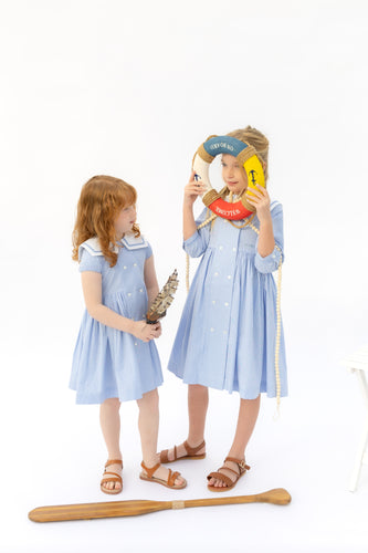 Nou Nelle Striped Double Breasted Dress (3/4 Sleeve)
