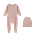 Oubon Allover Heart Print Footie And Hat