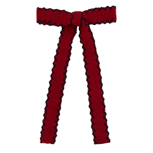 Le Enfant Edged Knit Bow - Red