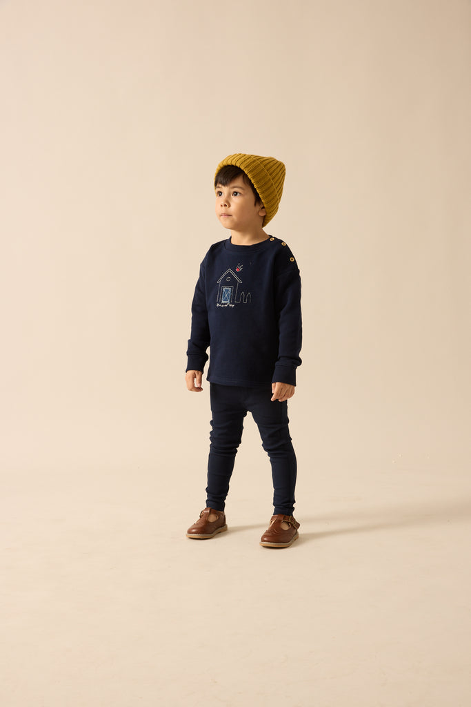 Lil Legs Boys Embroidered Sweatshirt - Navy