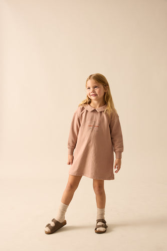 Lil Legs Varsity Crest Sweatshirt Dress - Bud Pink